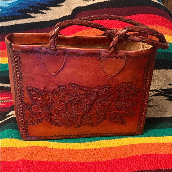 MEXICANA Brown Floral Embossed Tote - Picture 2 of 3